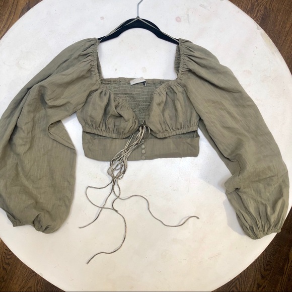 C. Vianca Green Tie Top. SOLD - Picture 2 of 4